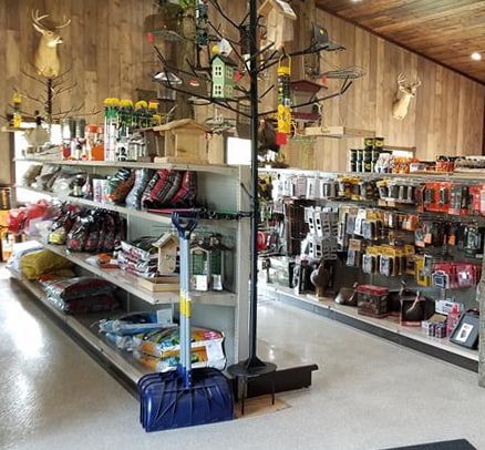 Inside store products on shelves